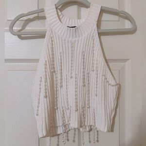 COPY - Zara crop top bejeweled with pearls!
